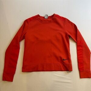 Nike Women's Red Crewneck‎ Sweatshirt Black Swoosh Logo Size M